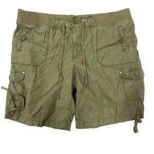 Faded Glory Women’s Cargo Shorts Olive‎ Green Size 18 Linen Cotton